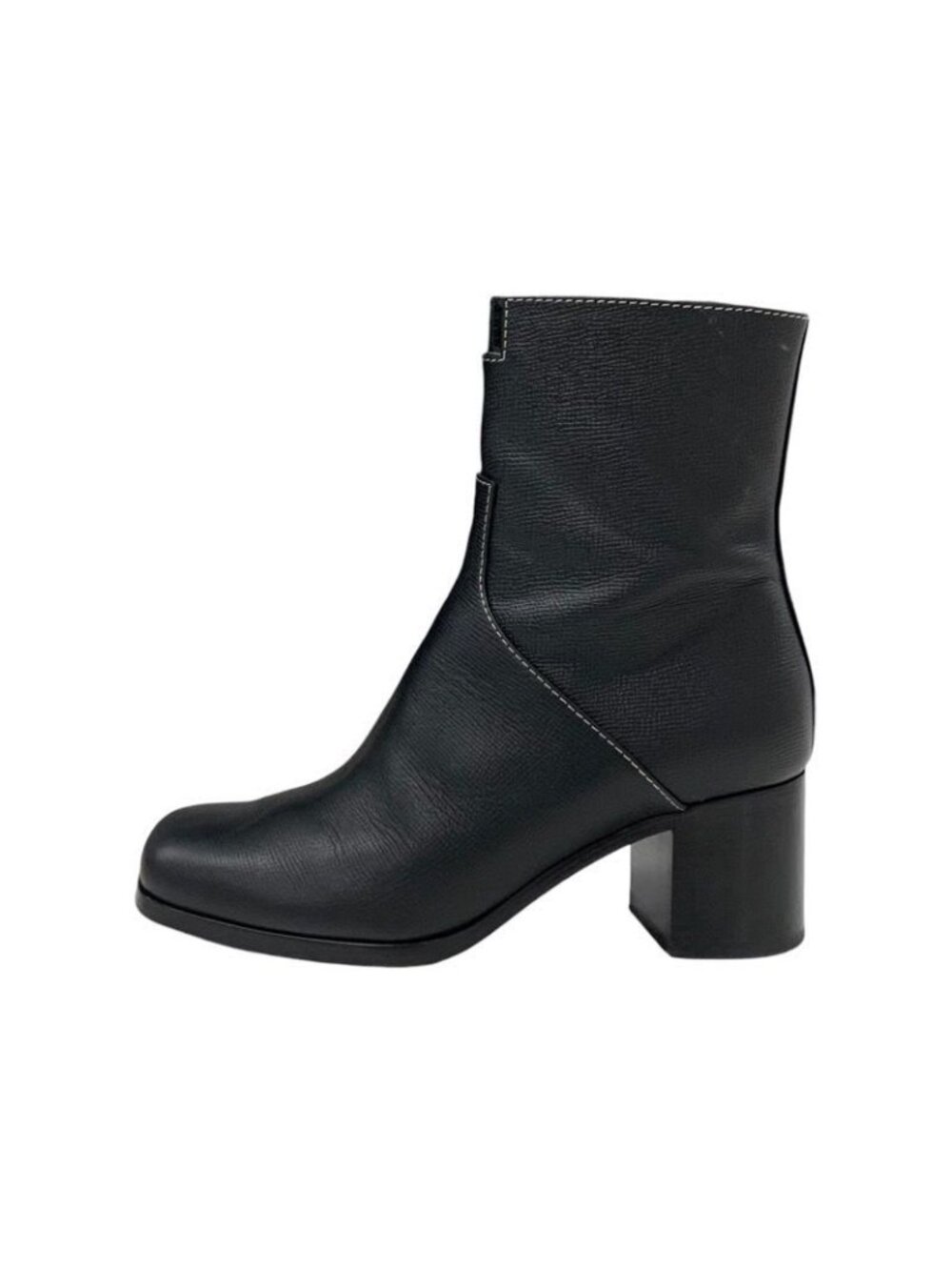 Hermes Flats Boots Short Shoes Leather Black Stitching - Picture 4 of 10